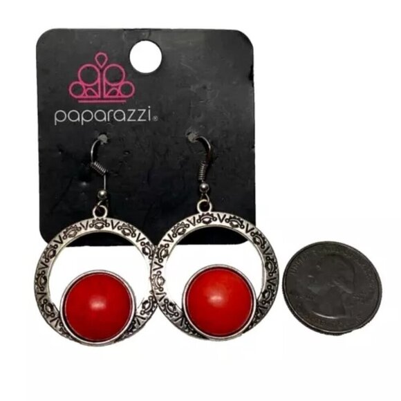 Paparazzi Mesa Mood Red Dangle Earrings NWT - Picture 1 of 6